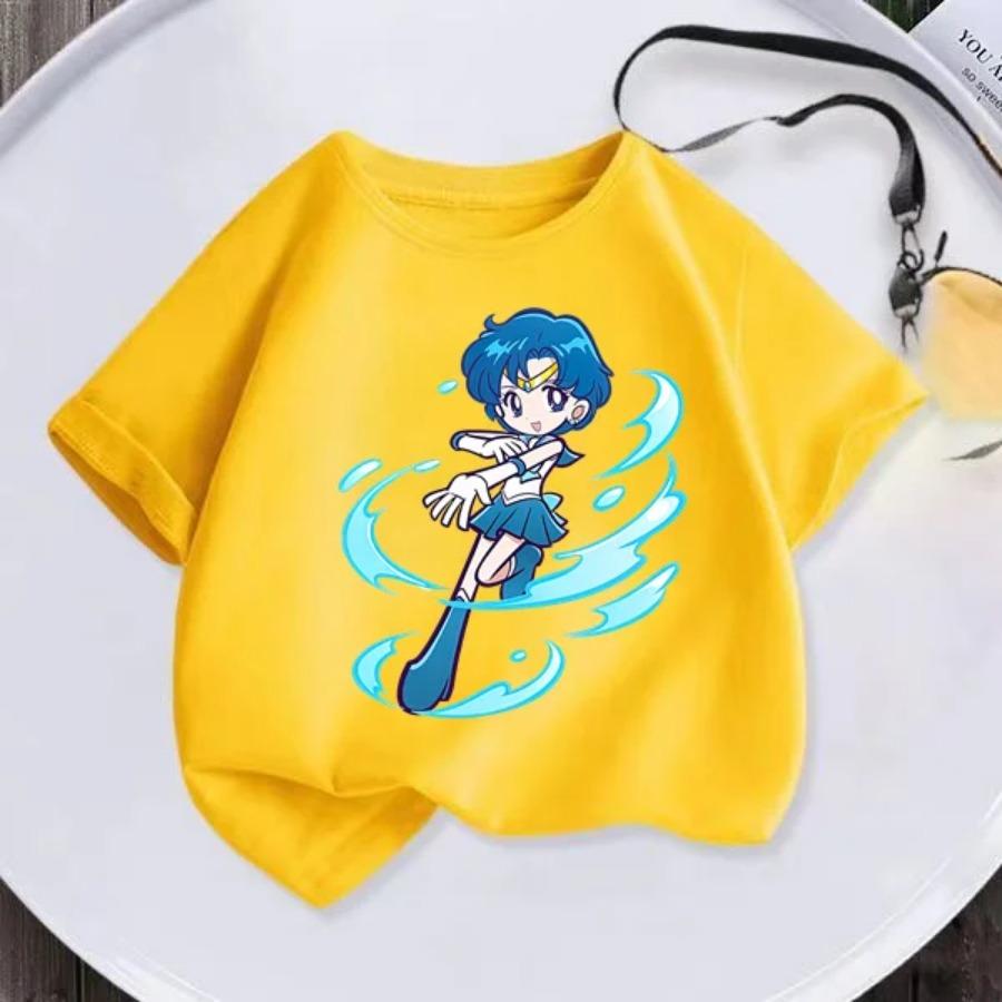 Summer New Kids T-shirt Anime Sailor Moon Girl T-shirt Fashion Cute Girl Anime Harajuku Style Short Sleeve T-shirt Top