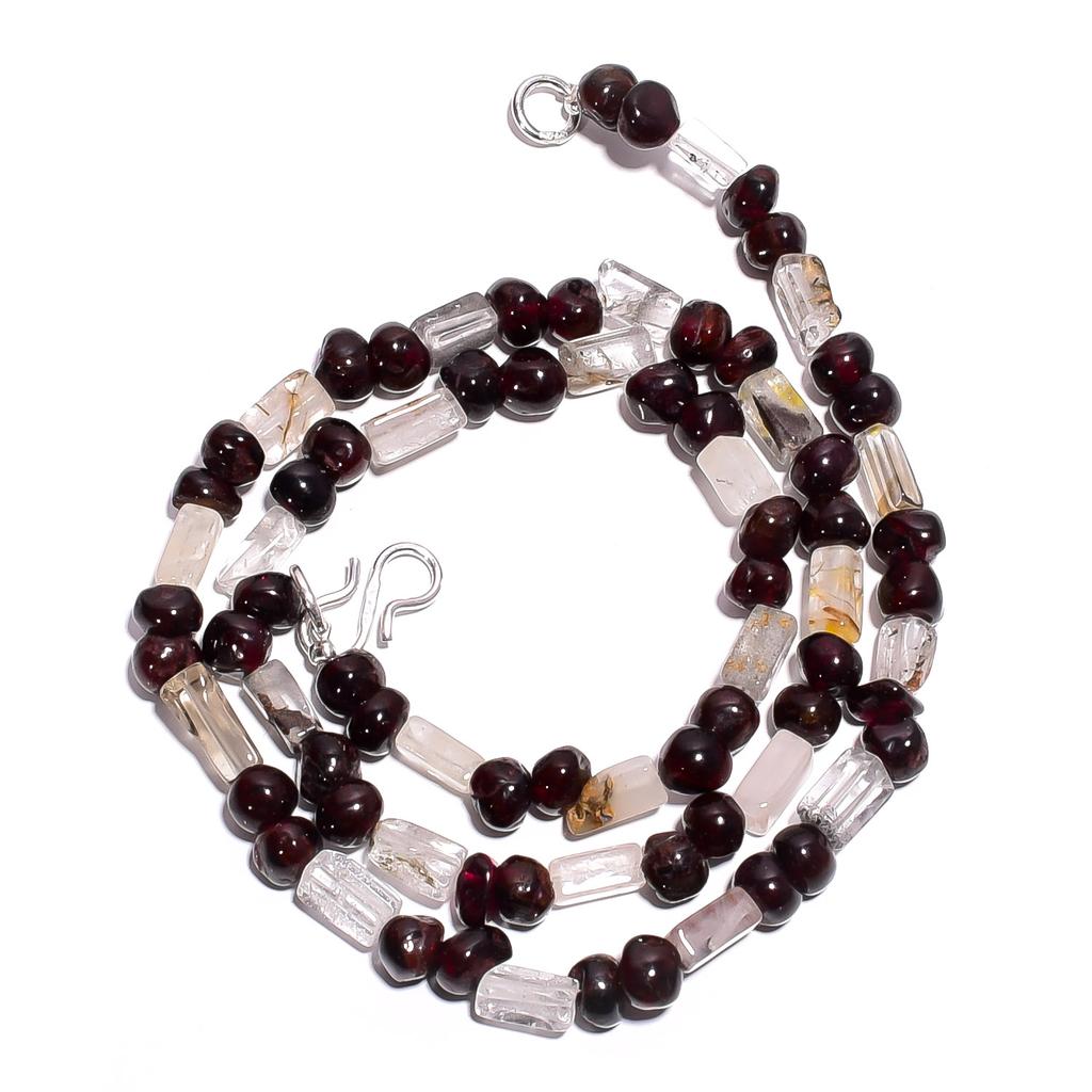 Natural Crystal Garnet Gemstone Mix Shape Smooth Beads Necklace 17" UB-5021 UB-5021