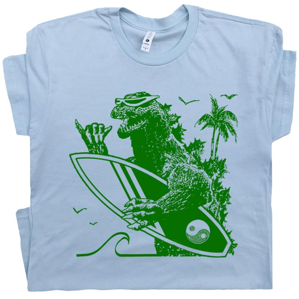 Godzilla Surfing T Shirt B Cool Vintage Surf Surfboard Retro Graphic Mens Womens Unisex T-Shirt XXXXL