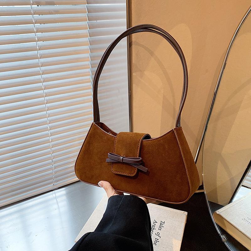 Niche Design Bow Handbag Women's New Shoulder Bag Autumn and Winter Retro High-end Underarm Bag