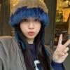 LOOKING4U The Cap Raccoon Fur Knit Bonnet Hat C1 Blue