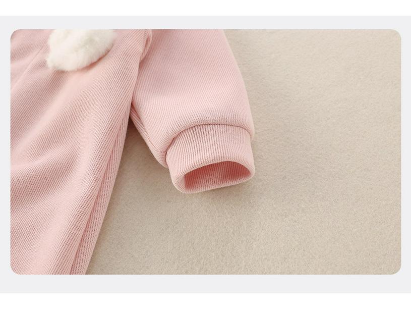 2025 Korean Style Cartoon Hooded Romper for Baby Girls - Cute Autumn Long Sleeve Jumpsuit