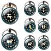 Single Face Round Glass 12 Constellation Zodiac Sign Pendant Key Ring Keychain Suspension Trinket