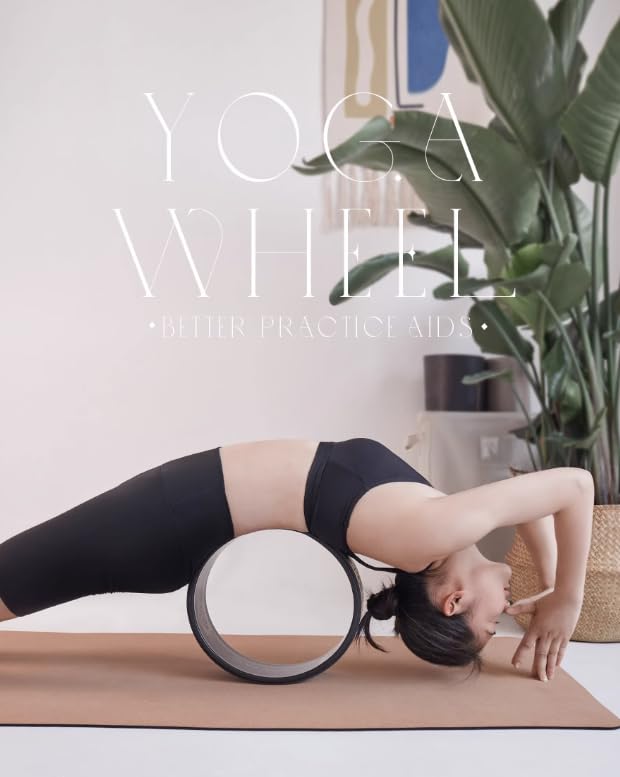 Chelien Yoga Wheel Foam Roller, 33cm x 13cm, Ring, Fitness, Flexibility (Floral Cork + Wood Grain Inner Wheel)