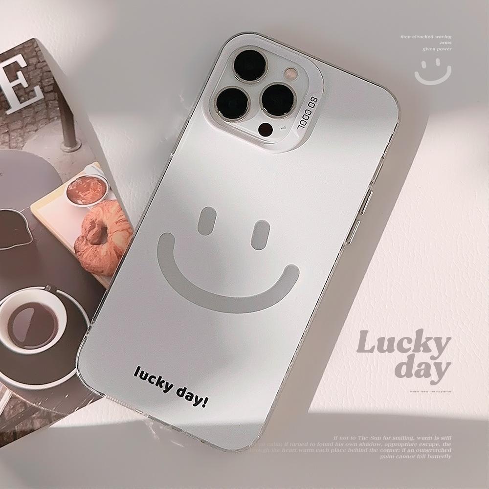 Electroplated Smiley Face for IPhone16 for 14Promax Phone Case 12 for Apple 13 Simple Korean Style 17 Anti-fall 14 Hard
