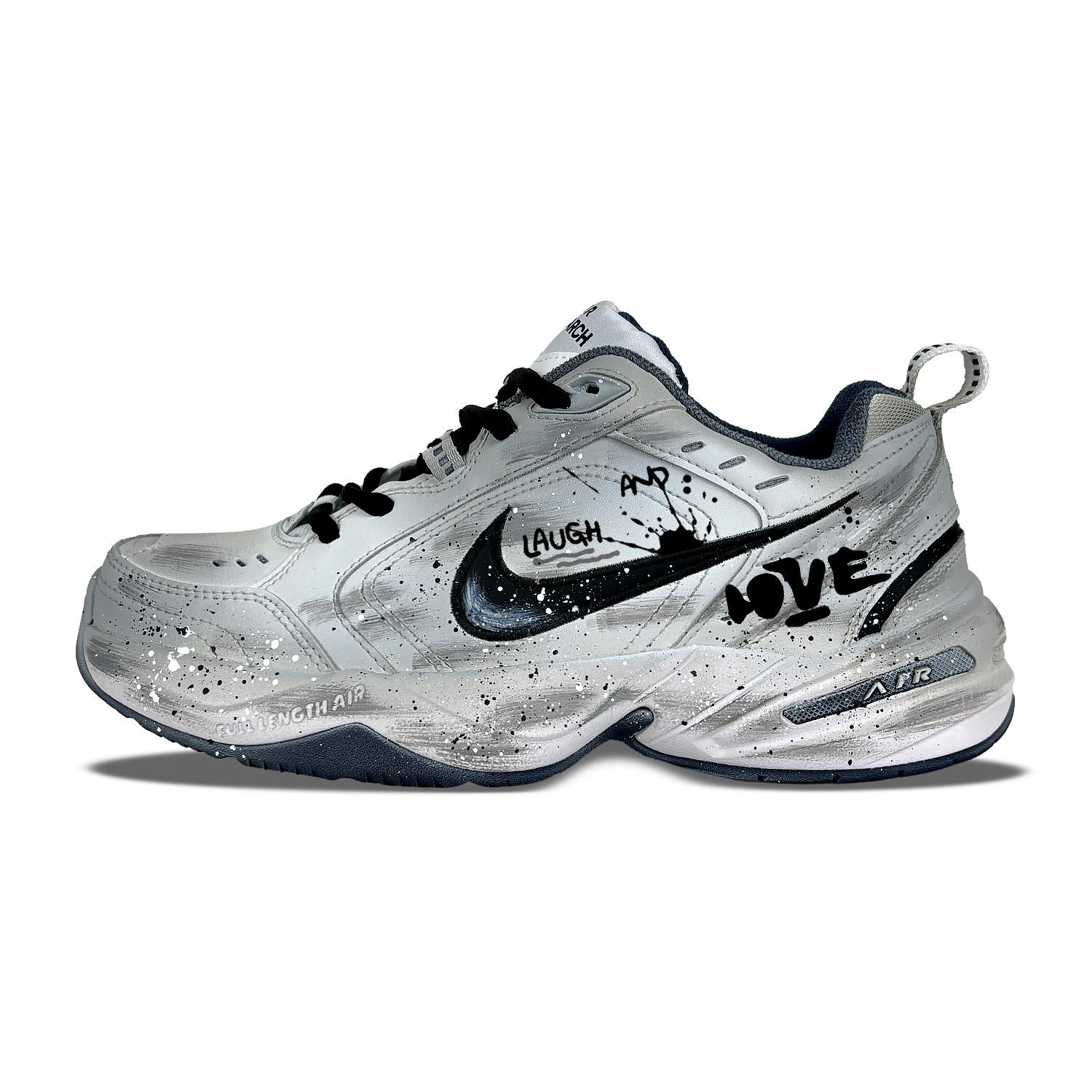 

Nike Air Monarch 4 Leather Abrasion Resistant Abrasion Resistant Low top Chunky Sneakers Unisex Gray White 415445-102(Team115-love) 42
