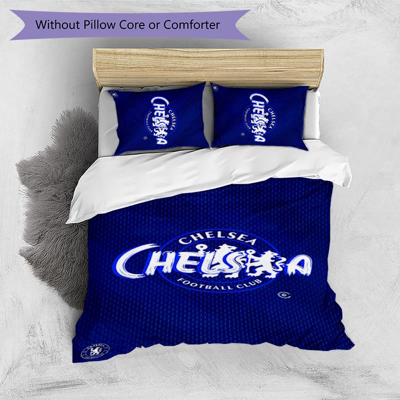 Set Lenzuola 3 Pezzi Stampato Chelsea FC Morbido Delicato sulla Pelle Lavabile Copripiumino e Federe Set Tutte le Stagioni Camera da Letto