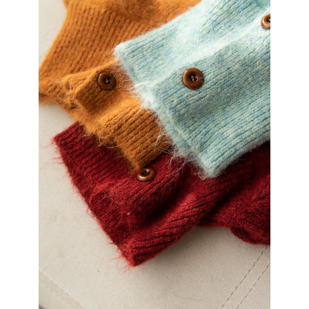 DIMANAF 2025 Sweaters Buttons Turtleneck Cardigan Autumn Solid Women Knitting Loose