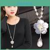 Elegant Long Pearl Jewelry For Women With Flower Design And Crystal Pendant Gift