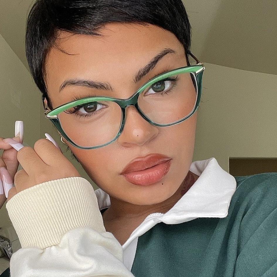 New Fashion Cat Eye Glasses Women Tr90 Metal Eyeframe Trendy Decoration Eyewear Anti Blue Light Eyeglass Luxury Brand Design