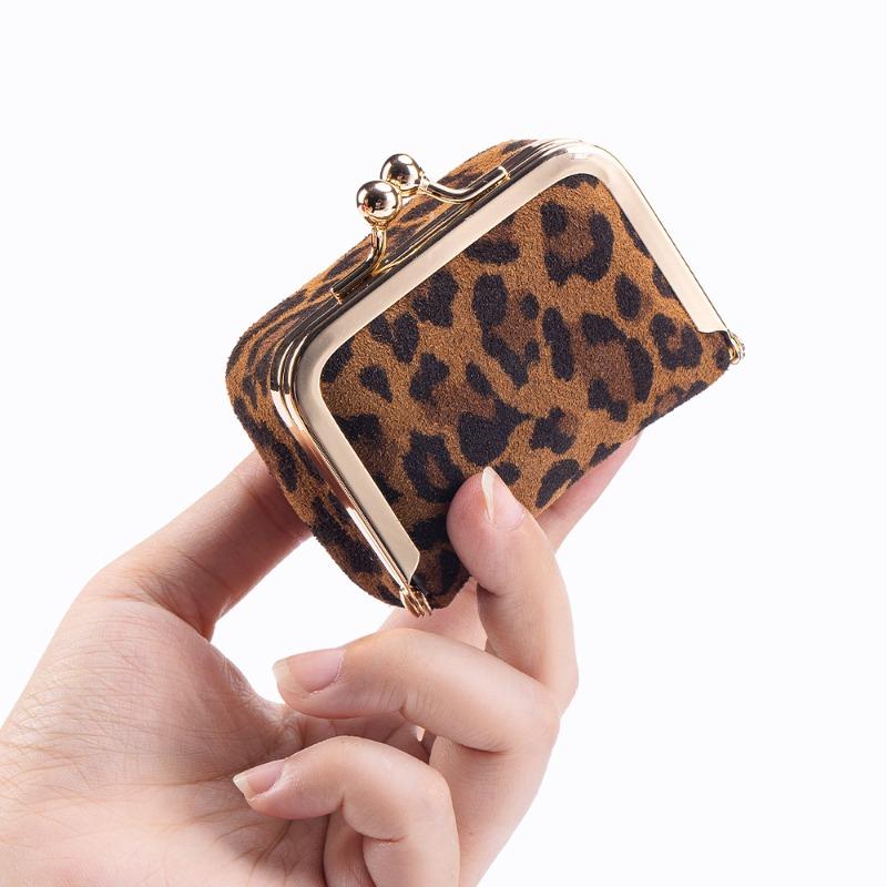 New leopard print cowhide mouth gold bag diamond ring jewelry bag mini ring necklace earrings jewelry box coin change bag