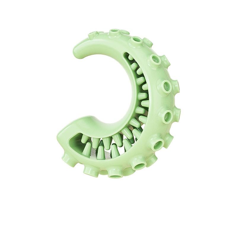 Durable Interactive Tpr Dog Chew Toy Leakage Food Bone Shaped Teeth Cleaning Toy Treat Dispensing Bone Teeth Grinding Pet Play зелёный