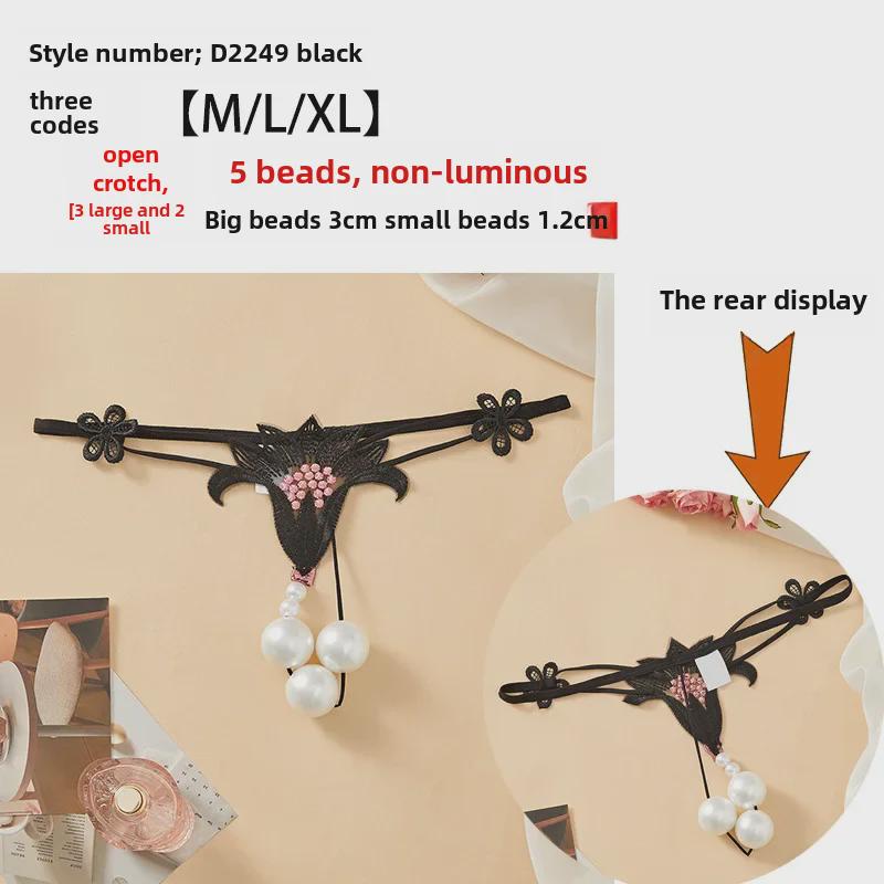 Women's Plus Size Transparent Thong: Open Crotch Pearl Massage, Perfect for Nightclub Temptation