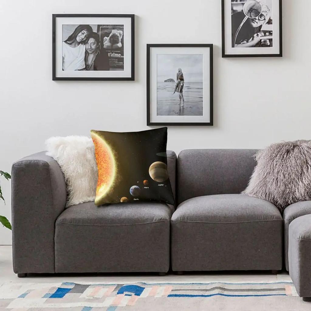 Sci-Fi Sonnensystem Kissenbezug Druck Polyester Kissenbezug Geschenk Weltraum Planet Kissenbezug Bezug Zuhause Quadratisch X