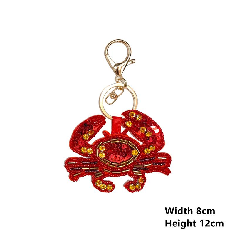 Beaded Patch Sequin Rhinestones Crab Starfish Seashell Conch Keychain For Embellishing Bag Charm Decor