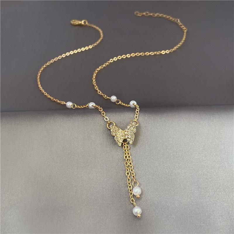 2023 Pearl Butterfly Choker: Women's High-End Luxury Necklace with Zircon Clavicle Chain