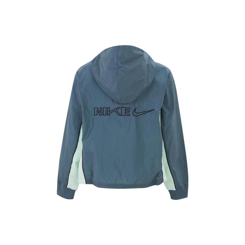 Nike Color Block Logo Print Half Zip Pullover Hoodie Jacket Kids Jackets Blue DM8178-058