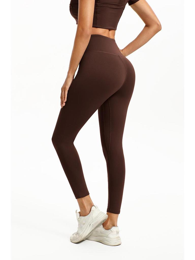 Women's High-Waisted Yoga Pants, Anti-Roll, Butt Lifting, Tummy Control, Cropped Peach Outerwear