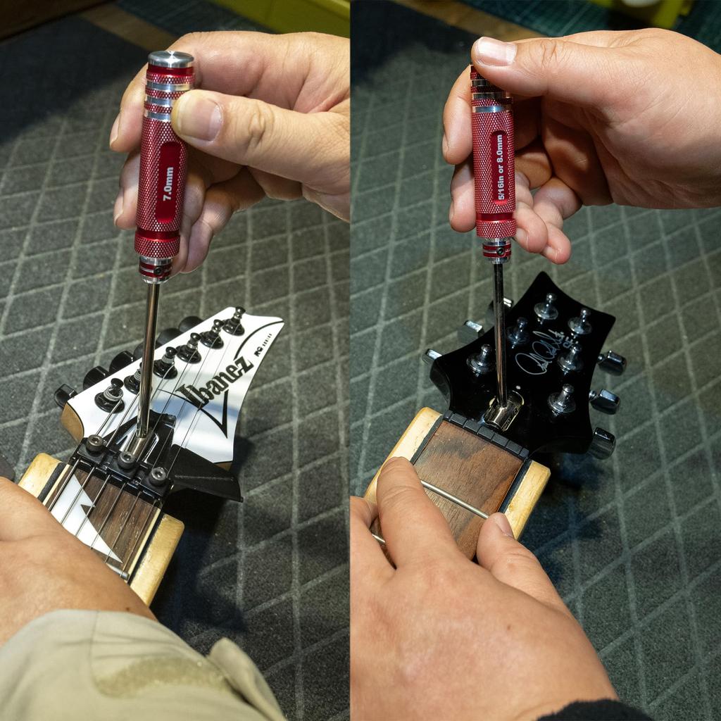 Musiclily Pro Hardened Steel Box Truss Rod Wrench and 8mm Hex Wrenches for Truss Rod Adjustment 3-Piece Set, 6.35mm, 7mm, Guitar/Bass