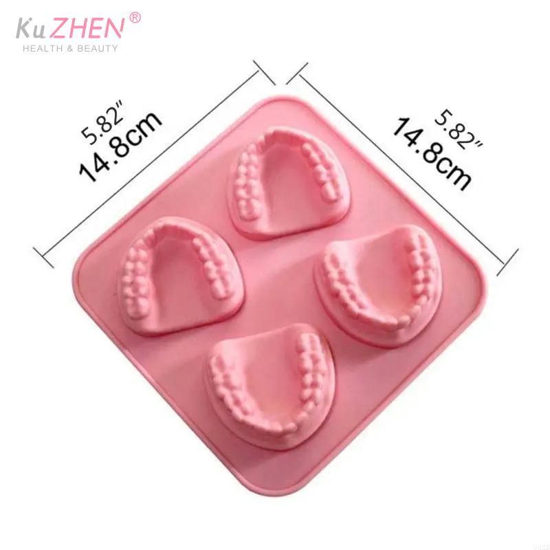 4-Loch Eiswürfelform Zahnersatz Zähne Form Form Silikon Eiswürfelform DIY Eiscreme Form Lustiges Scherzgeschenk Für Zahnarzt Senioren