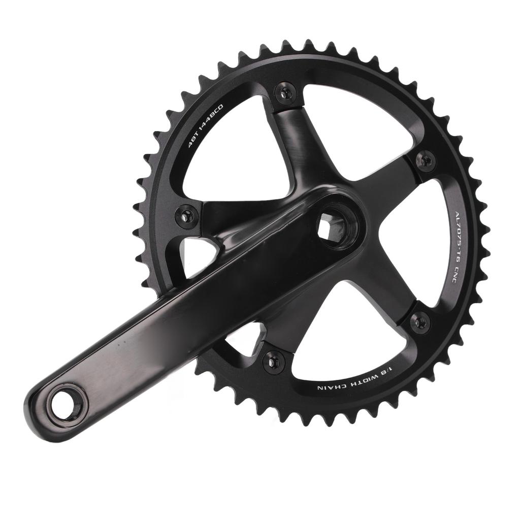 Aluminiumlegierung 144 BCD 48T Single Speed Kurbelgarnitur Fahrrad Kurbelarm Fahrrad Kurbelarm Set Schwarz