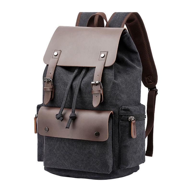 Rucksäcke mit hoher Kapazität Herren Outdoor Reisetasche aus Segeltuch Retro Trendy Schulrucksack für College-Modestudenten