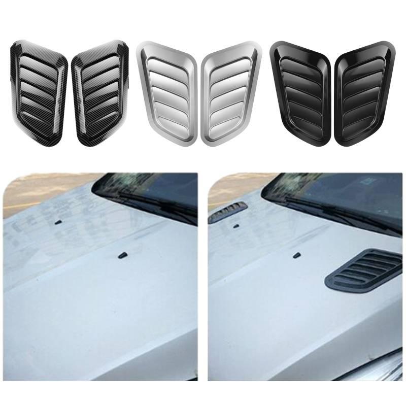 Car Hood Vent Cover Decoration Sticker Abs Material Black/silver/carbon Fiber Universal Fit