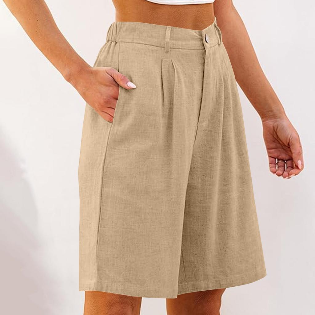 Shorts For Women Knee Length Dressy Wide Leg High Waisted Pull Womens Linen Pants Summer Casual