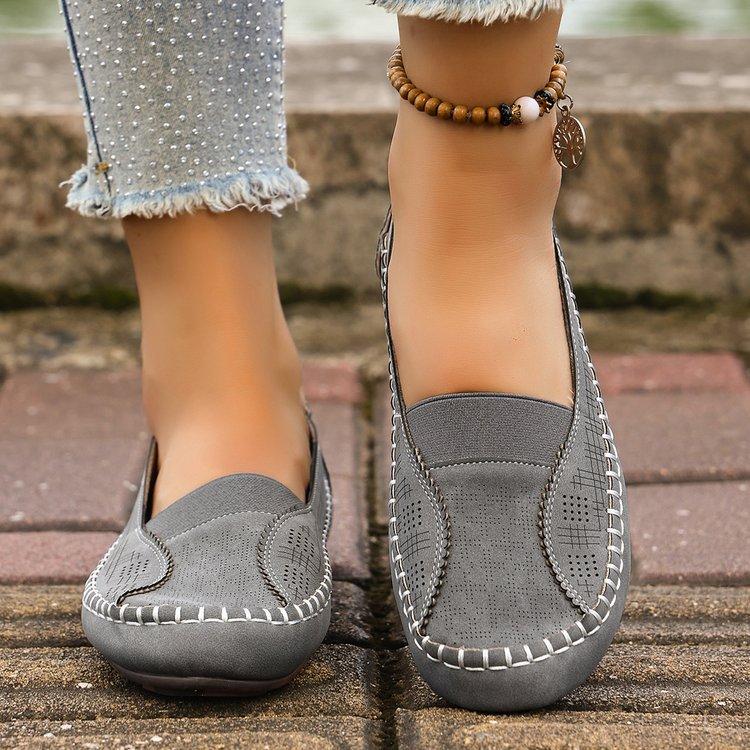 Large Size Shallow Mouth Flat Heel Soft Sole Comfortable and Casual Autumn European and American Round Head Single Shoes Women