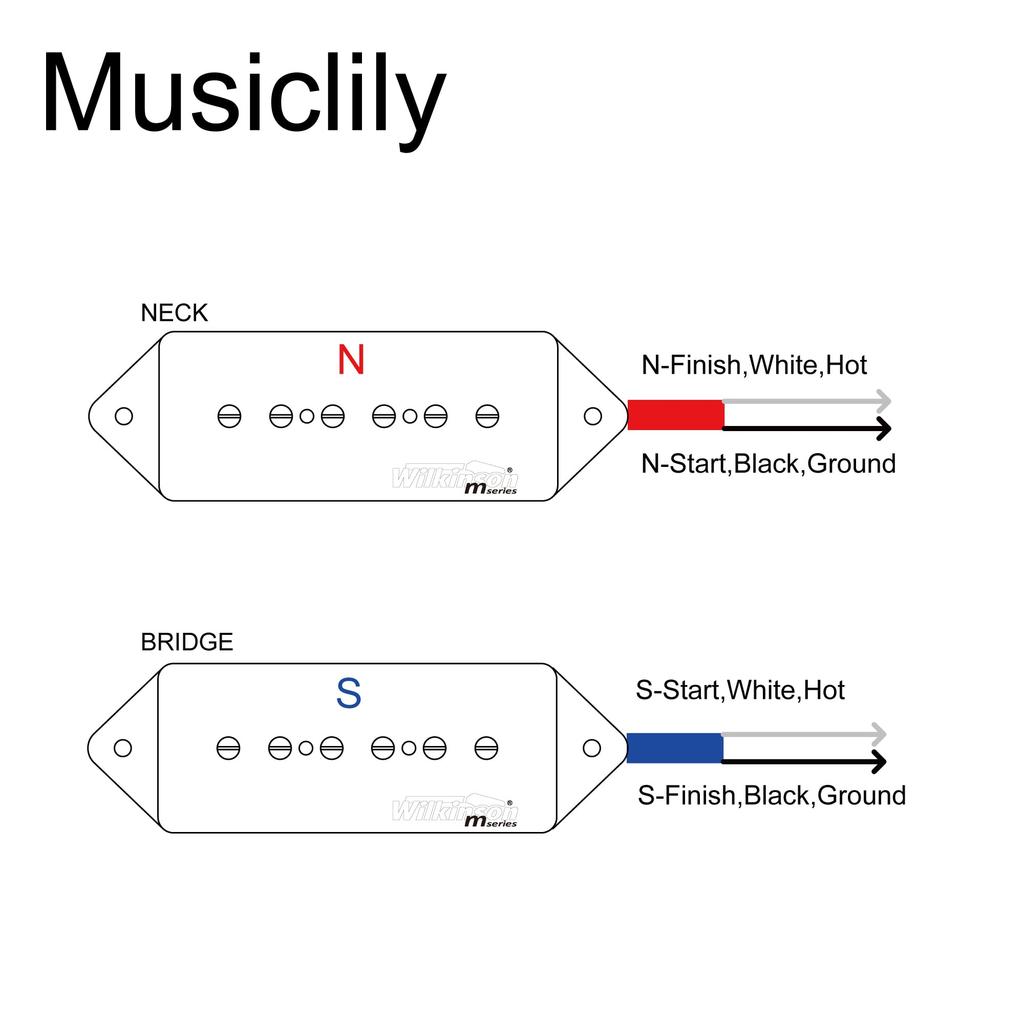 Wilkinson WO90 Ceramic P90 Pickups and Bridges for Les Paul SG Electric Black of Dog-Ear Guitars, (Set 2)
