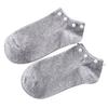 Women's Solid Color Faux Pearl Beading Breathable Cotton Low Cut Ankle Socks