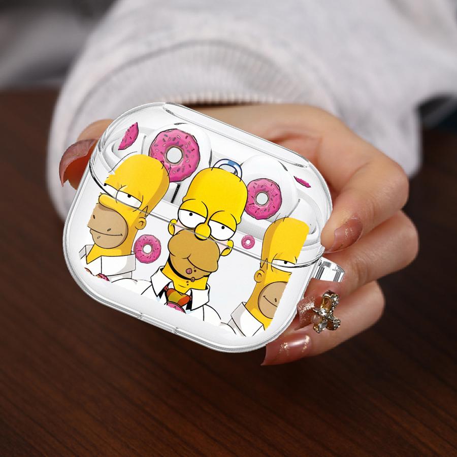 Cartoon The S-simpsons Clear Earphone Cases Cover With Hook Case For Samsung Galaxy Buds 4Pro 4 Pro 2 Live 2Pro 3 FE 3Pro