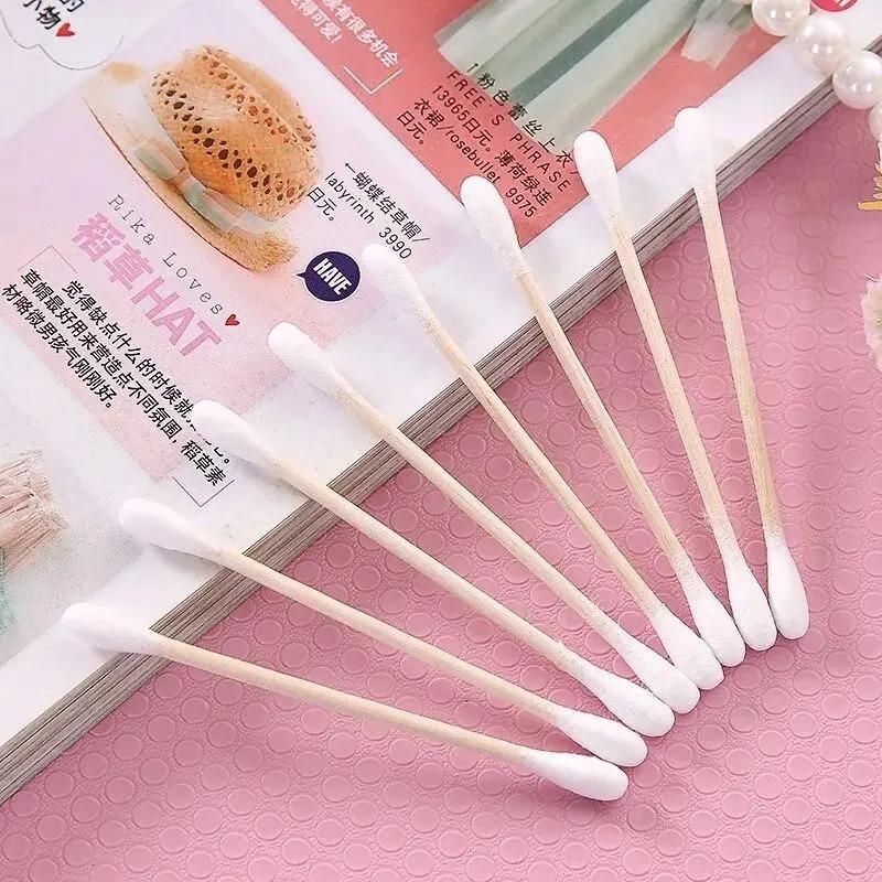 200pcs Double Head Wooden Cotton Swabs for Nose Ears Cleaning Women Makeup Tools Cotton Buds Disposable Beauty Accessories