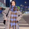 Maillard Fleece-Like Cashmere Scarf Plaid Korean Style Thickened Warm Soft Shawl Couple Neck Warmer