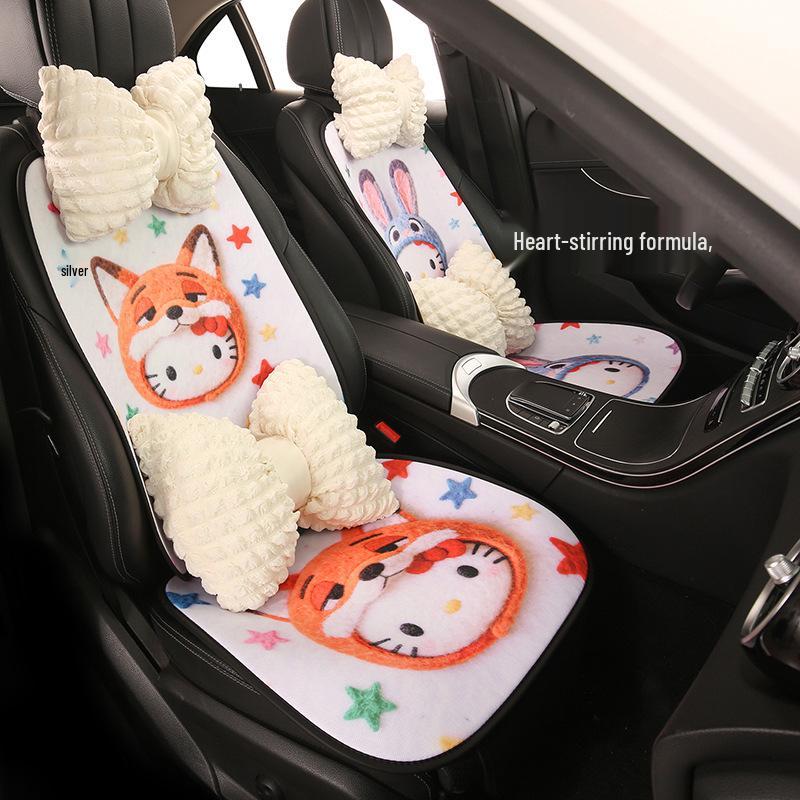 Cartoon Kitten Car Seat Cushion for All Seasons - Fits Volkswagen ID3, Lavida, Sagitar, Tiguan L, Tayron