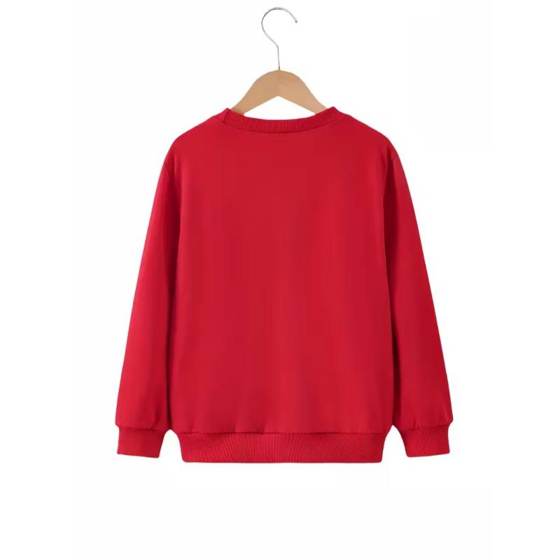 Girls' Round Neck Sweatshirt with Letter A Ink Splatter Print, Casual Top for Weekend Outings and Christmas Outfits