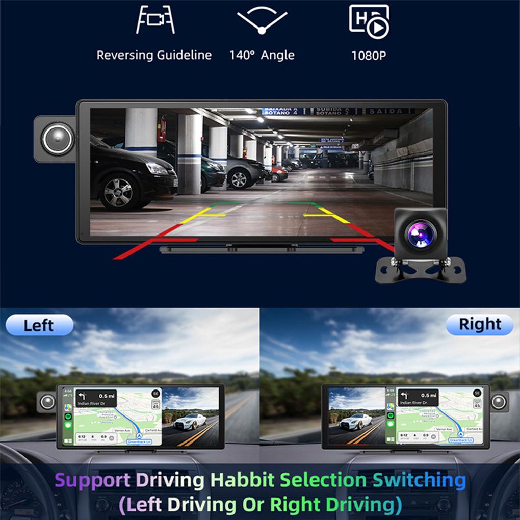 10.26 Inch Screen Car Dash Cam Wireless Carplay HD Rear Reversing Camera GPS Tracking DVR Dash Cam Video Player Android Auto