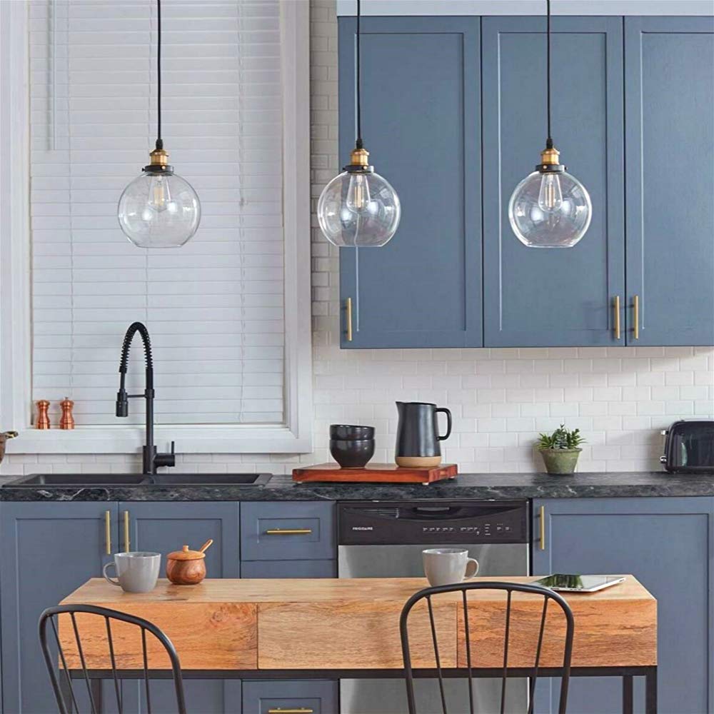 ZEKOO Pendant Hanging Ceiling Interior Ceiling Indirect Lighting Dining Living E26 Antique Adjustable Cord Length Light, Light, Hook-on Type, Glass,