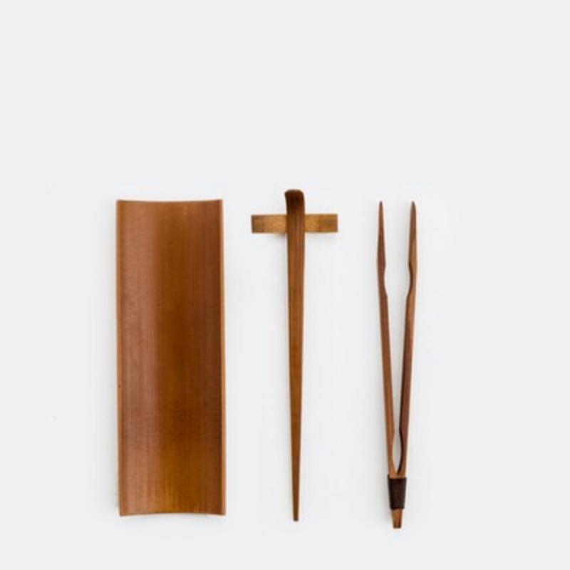 3/4/5Pcs Bamboo Carbonized Teaware Set Tea Tray Teaspoon Tea Clip Needle Exquisite Tea Making Tool Accessories Spoon Tongs