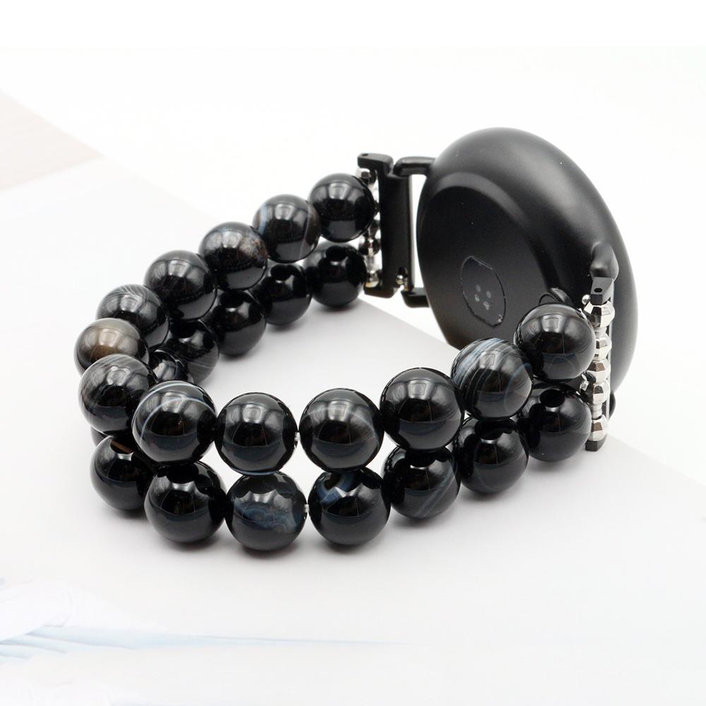 Classic 20mm Wristband Watch Strap Handmade Elastic Agate Beads Bracelet for Galaxy Watch 5 Pro /Samsung Galaxy Watch 4 Classic/ Active2