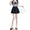 150 New Gray Wide-Leg Ballet Shorts for Petite Women - High Waist, A-Line Casual Sports Pants