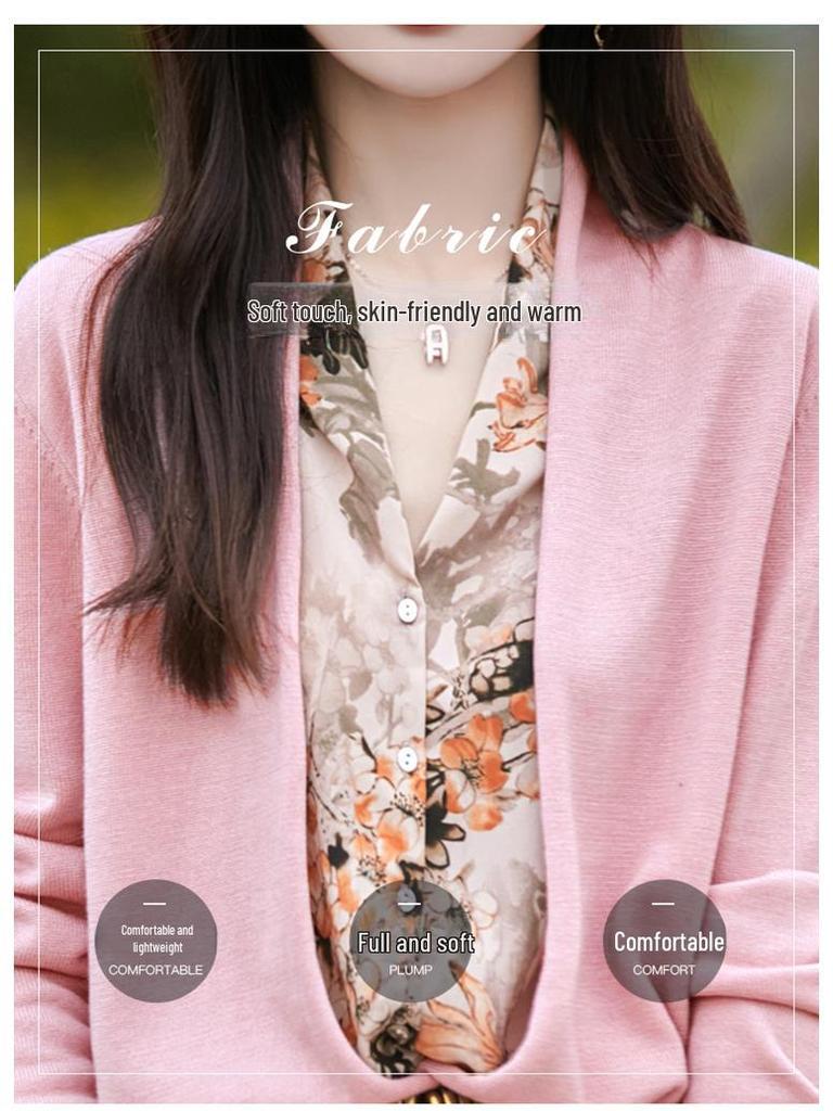 Erdos Damen Kaschmir-Cardigan mit langen Ärmeln - 2024 Herbst Dünner Wollstrick Zweiteiliger Pullover