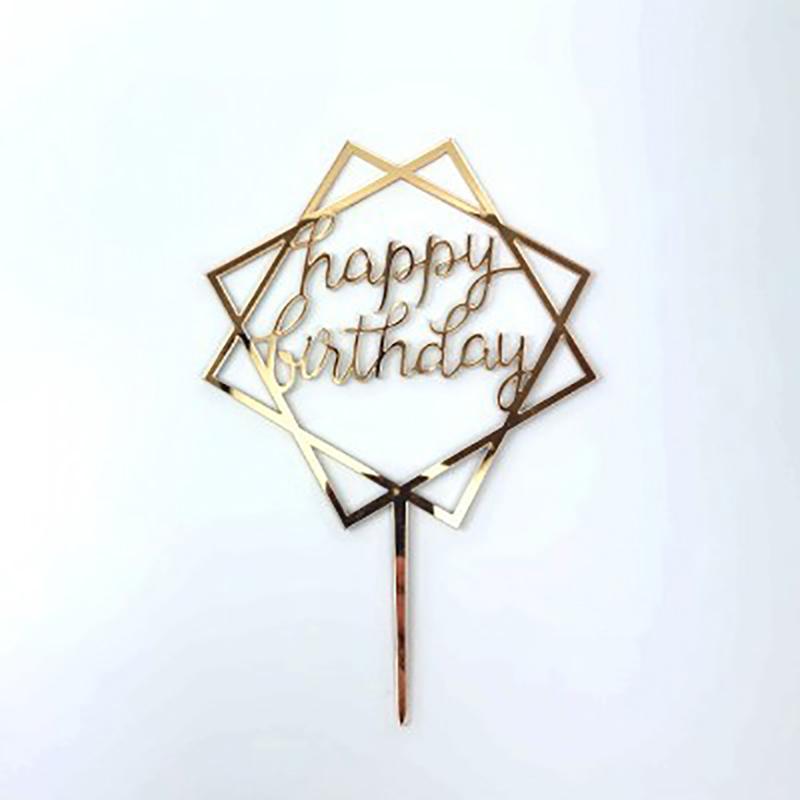 1Pcs Gold Acrylic Letter Happy Birthday Cake Party Supplies Decoration