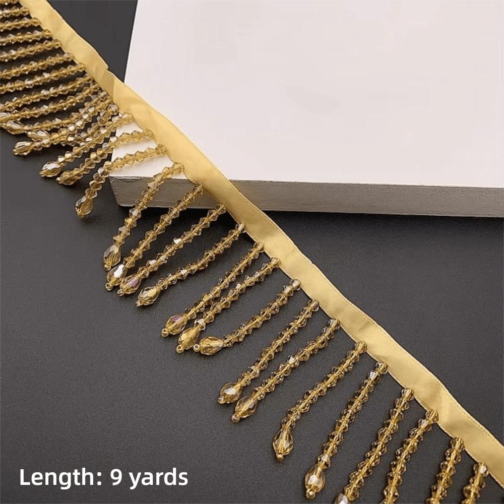 New 5.5CM Wide Crystal Pendant Beaded Fringe DIY Lace Decorative Trim Tassel Fringe Headwear Decoration