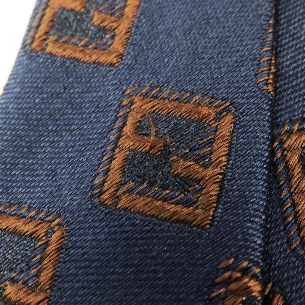 Used FENDI tie Overall handle silk Navy Brown business