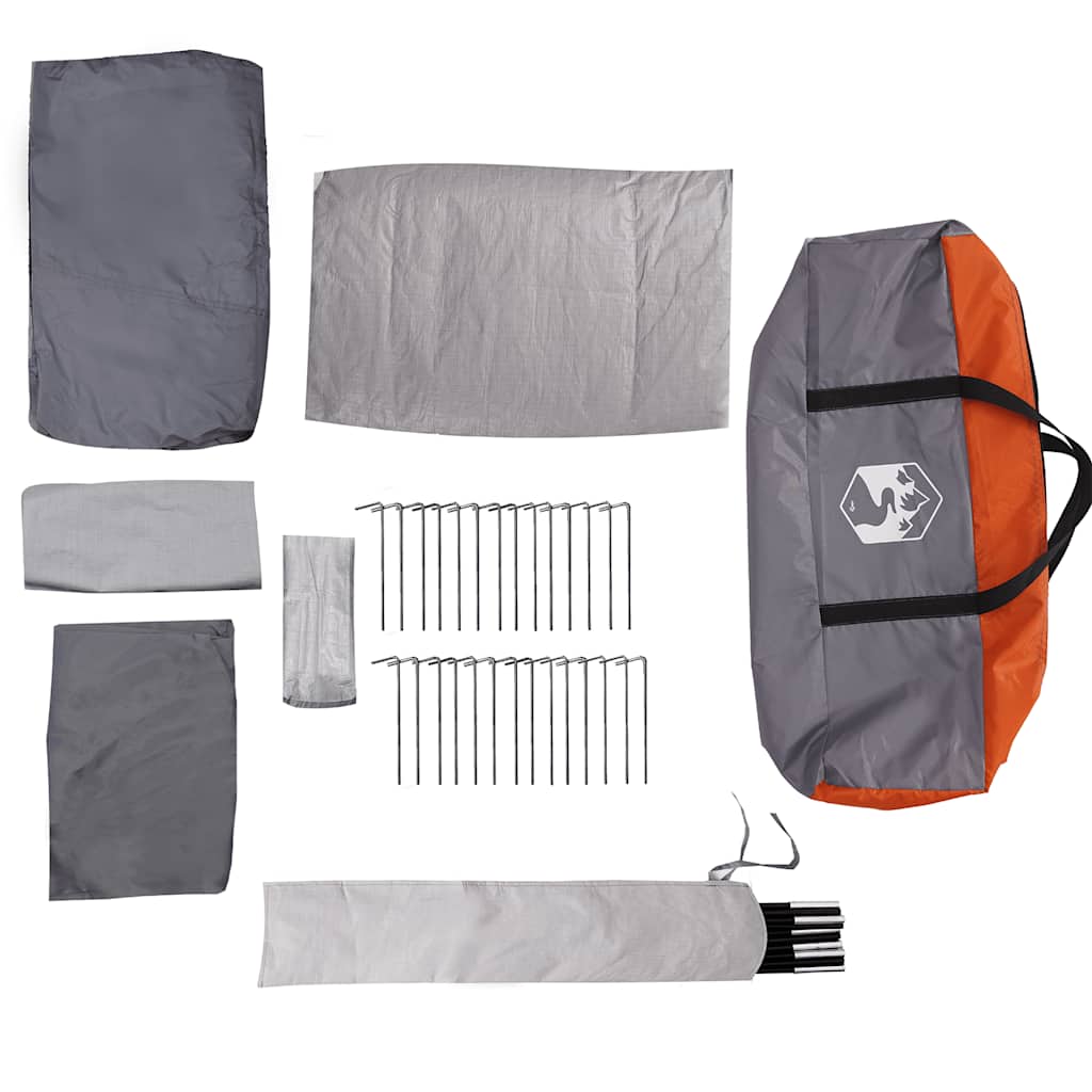 Tunnel Family Tent for 8 Persons Grey and Orange Waterproof