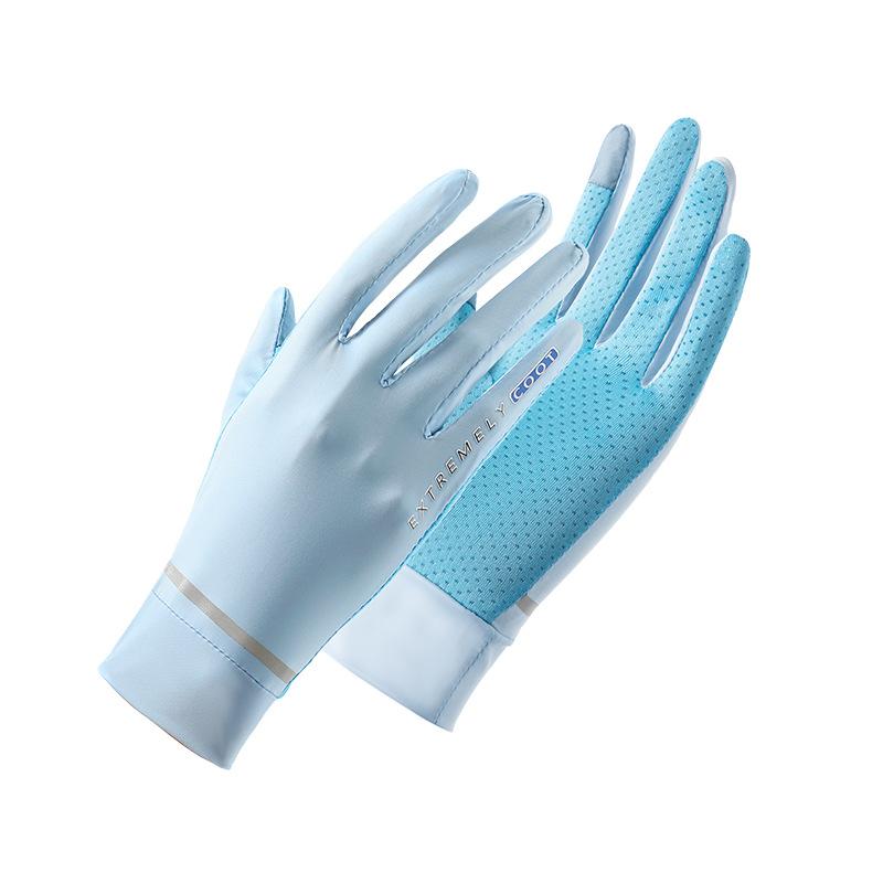 Spring and Summer Sun Protection Gloves for Women Outdoor Cycling and Driving  UV Protection  Ice Silk Leakage Two Finger Coolness Full Finger Gloves