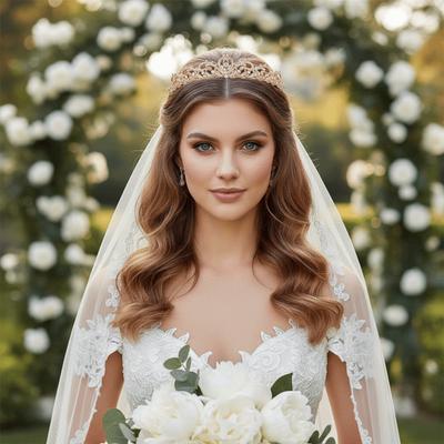 Fashion Zircon Bridal Headwear Vintage Classical Bridal Tiara Silver/Gold Princess Crown Wedding
