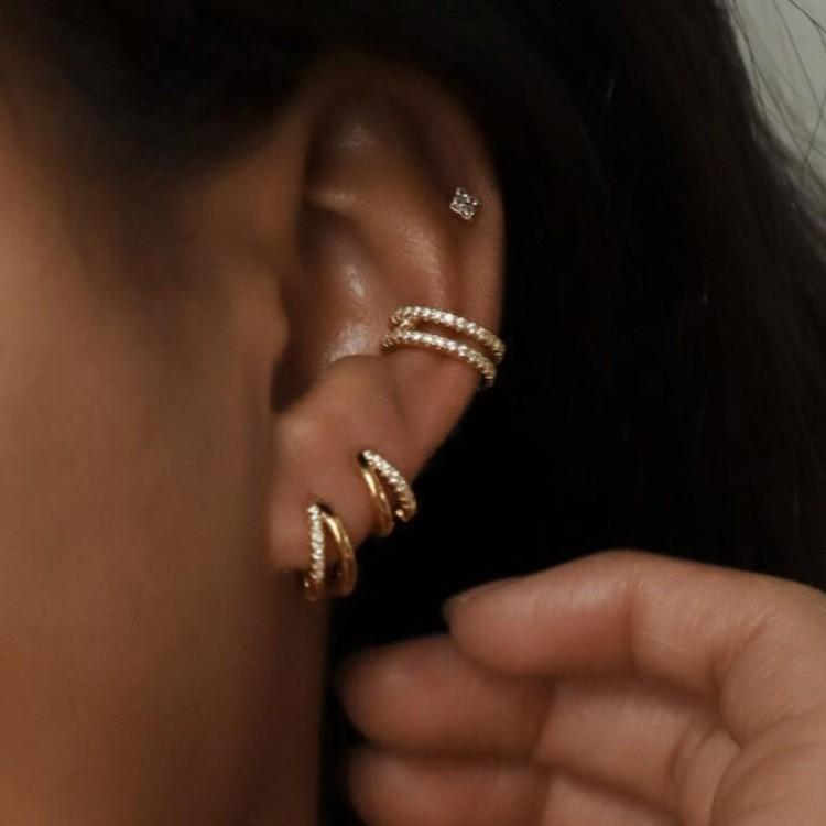 3pcs New Fashion Minimalist Copper Zircon Cross Earrings Set for Women Chunky Birthday Vacation Daily Wear Party Jewelry Gifts