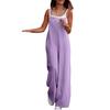 Lady Jumpsuit Collarless Spaghetti Strap Backless Sleeveless Loose Wide Leg Full Length Overalls Casual Daily Wear Outfit